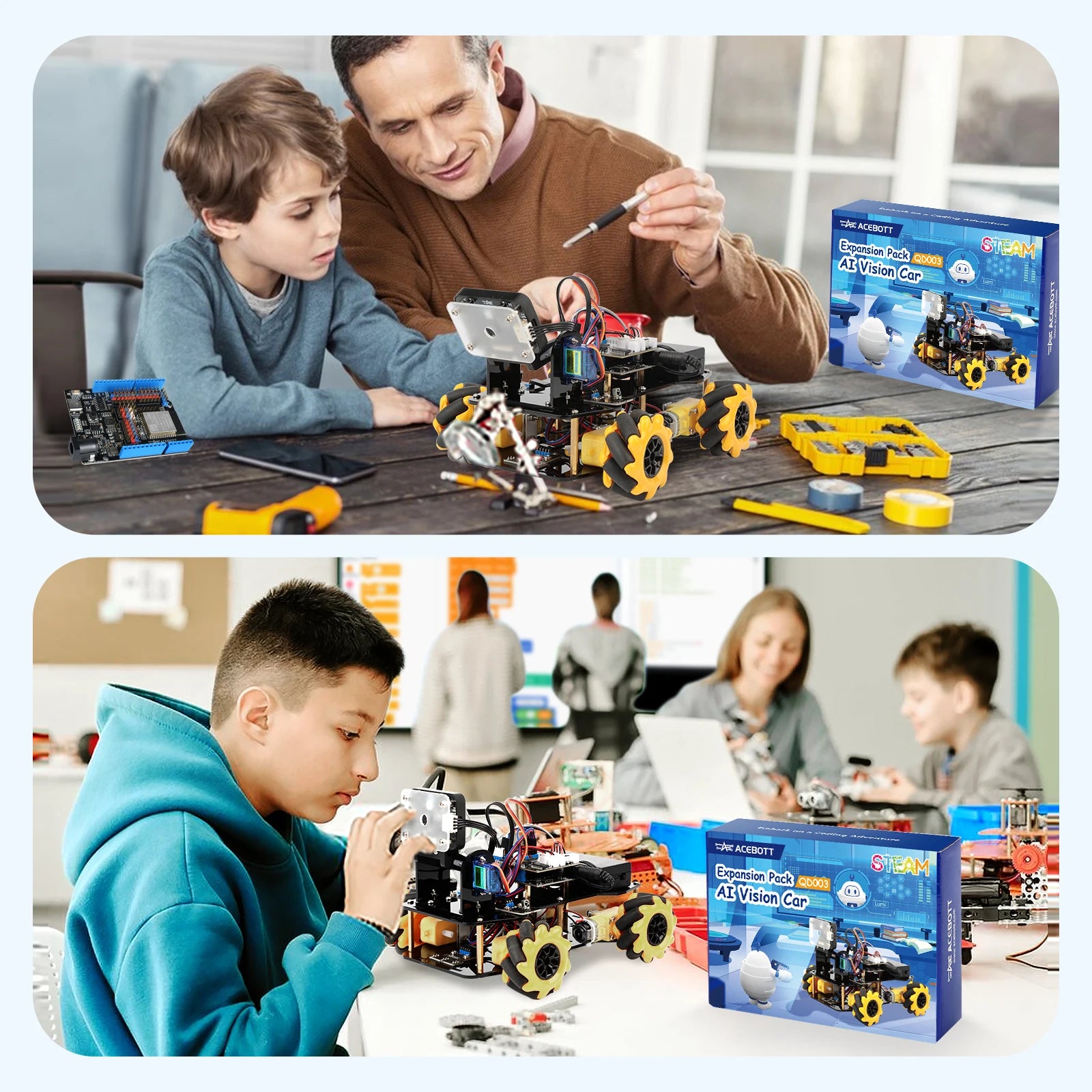 ACEBOTT AI Robot Car Kit with Real-Time Object Detection and Tracking for Arduino Smart Robotics Programming Kit
