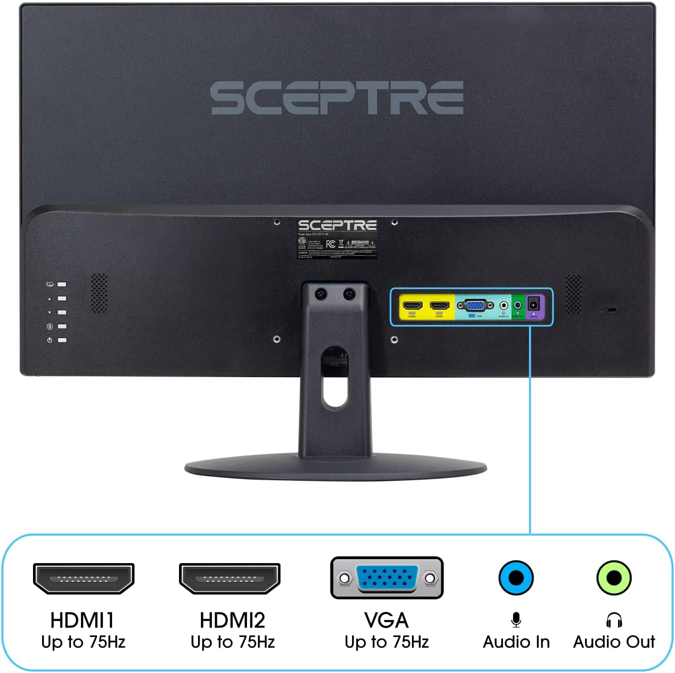 24-Inch FHD LED Gaming Monitor 2X HDMI VGA 75Hz Build-In Speakers, Machine Black